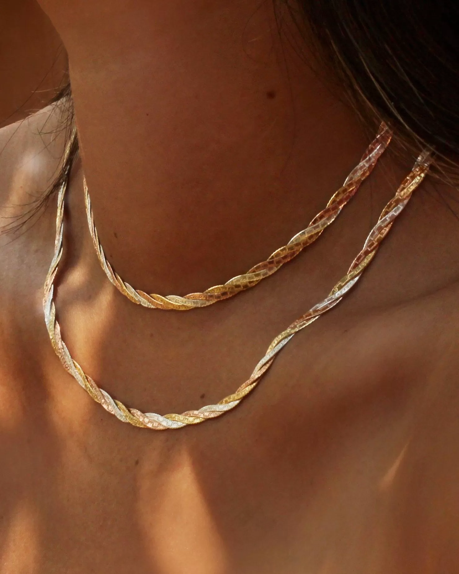 Pamela Love Twisted Tricolor Herringbone Chain 14" | Women Necklaces