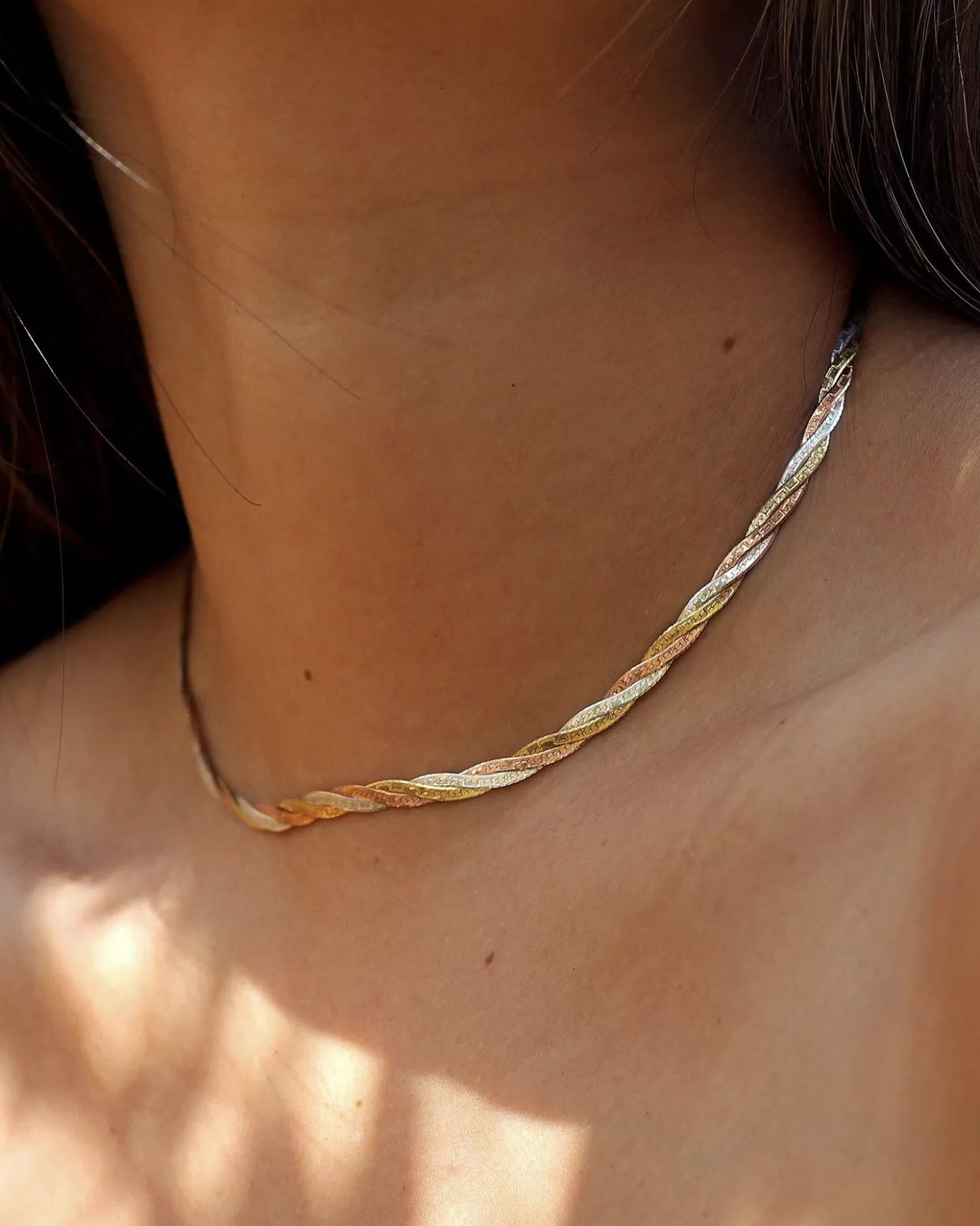 Pamela Love Twisted Tricolor Herringbone Chain 14" | Women Necklaces